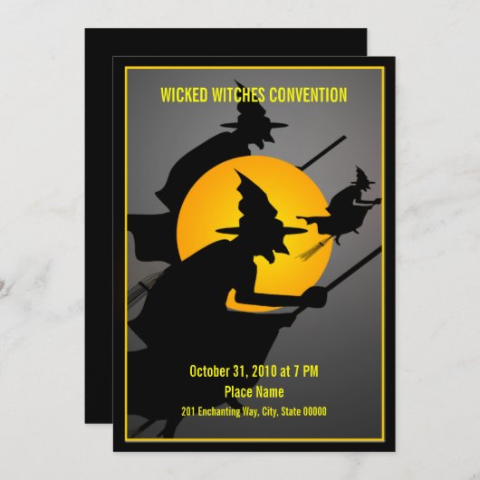 Invitation Halloween Wicked Witches Convention Funny Party (Devant / Derrière)