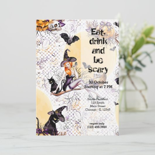 Invitation Halloween Witch (Debout devant)