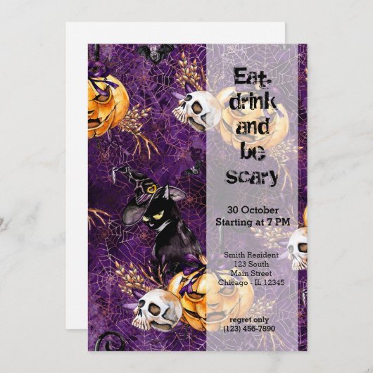 Invitation Halloween Witch (Devant / Derrière)