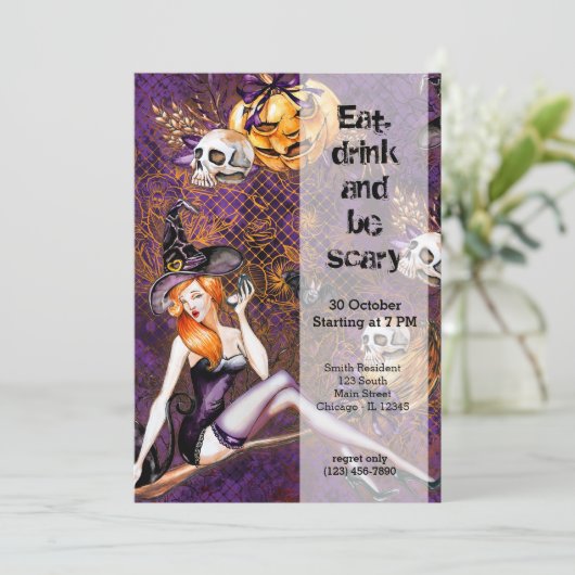 Invitation Halloween Witch (Debout devant)