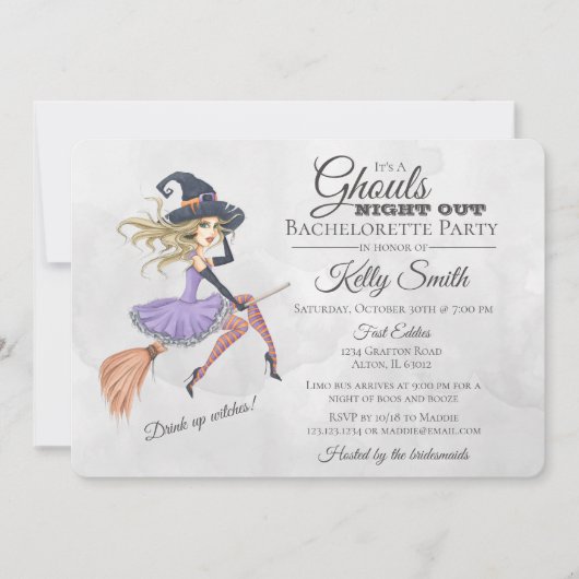Invitation Halloween Witch Bachelorette Party (Devant)