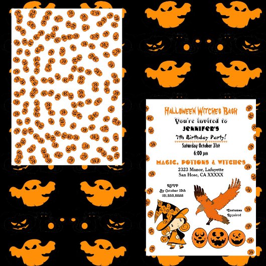 Invitation Halloween Witch Bash Jack-o'-lantern fête d'annive