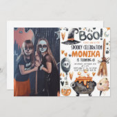 Invitation Halloween Witch Cauldron Photo Anniversaire (Devant / Derrière)