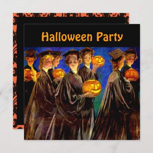 Invitation Halloween Witch College Grads (Devant / Derrière)