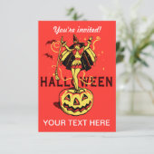 Invitation Halloween Witch Girl (vintage) (Debout devant)