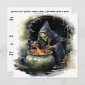 Invitation Halloween "Witch & Whiskey Whirl" (Devant / Derrière)