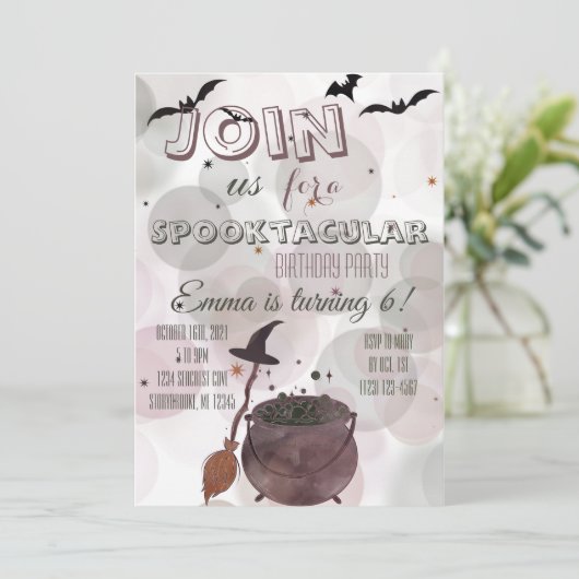 Invitation Halloween Witchy Anniversaire (Debout devant)