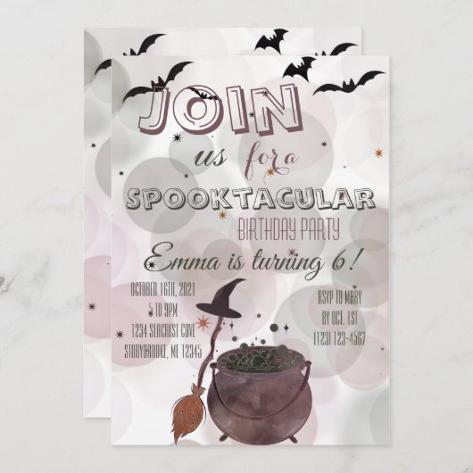 Invitation Halloween Witchy Anniversaire (Devant / Derrière)