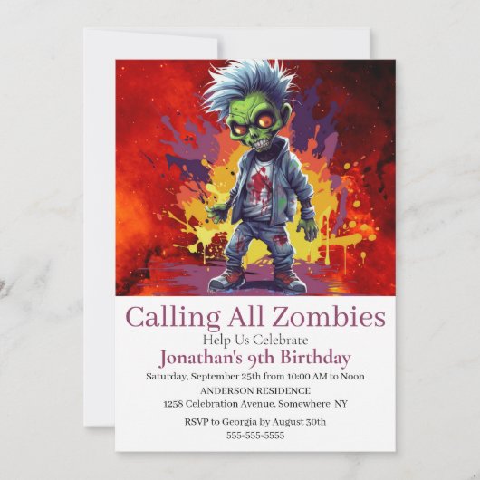 Invitation Halloween Zombie Boy Party (Devant)