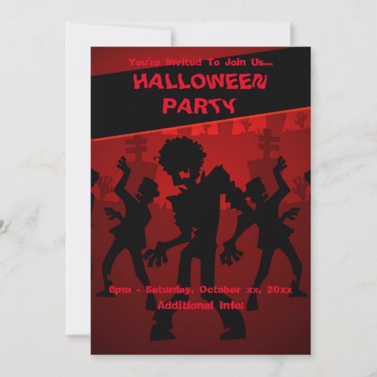 Invitation Halloween Zombie Dance Party (Devant)