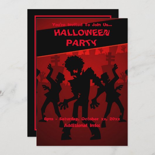 Invitation Halloween Zombie Dance Party (Devant / Derrière)