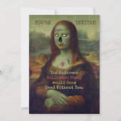 Invitation Halloween Zombie Mona Lisa Fête Éffrayante d'horre (Devant)