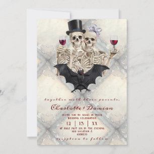 Invitation Hallowen Gothic Skuls Tarot Le Mariage des amoureu
