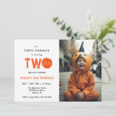 Invitation Haloween citrouille avec photo Enfants 2e annivers (Debout devant)