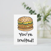 Invitation hamburger au fromage rétro (Debout devant)