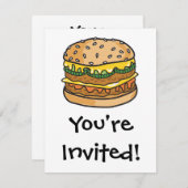 Invitation hamburger au fromage rétro (Devant / Derrière)
