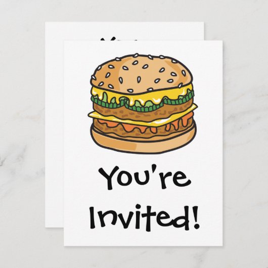 Invitation hamburger au fromage rétro (Devant / Derrière)