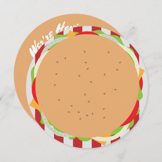 Invitation Hamburger cheeseburger mignon café (Devant / Derrière)