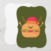 Invitation hamburger de noël moche père Noël cheeseburger (Devant / Derrière)
