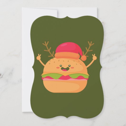 Invitation hamburger de noël moche père Noël cheeseburger (Devant)