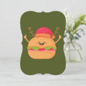 Invitation hamburger de noël moche père Noël cheeseburger (Debout devant)