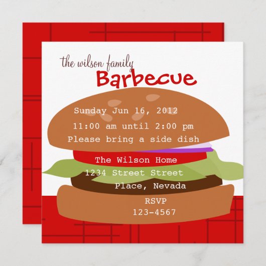 Invitation Hamburger délicieux (Devant / Derrière)