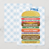 Invitation Hamburger empilé Baby shower garçon Barbecue (Devant / Derrière)