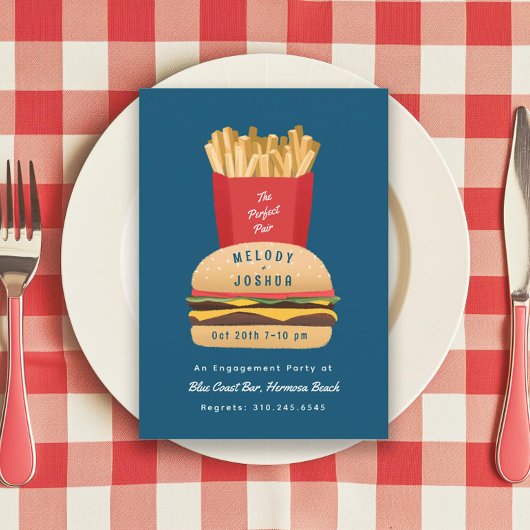 Invitation Hamburger et Fries Parfait Pair Couple’s Douche