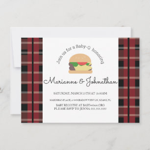 Invitation Hamburger Jardin BBQ Baby shower plaid