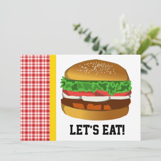 Invitation Hamburger, mangeons !Invitation (Debout devant)