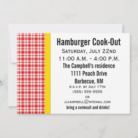 Invitation Hamburger, mangeons !Invitation (Dos)