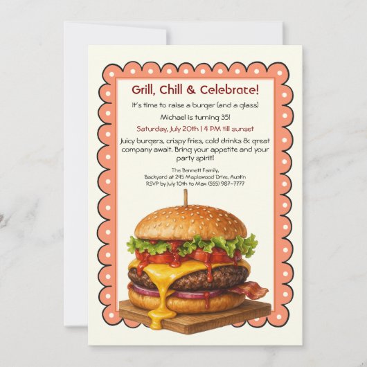 Invitation Hamburger Party | Fun Burger Célébration (Devant)