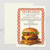Invitation Hamburger Party | Fun Burger Célébration (Devant / Derrière)