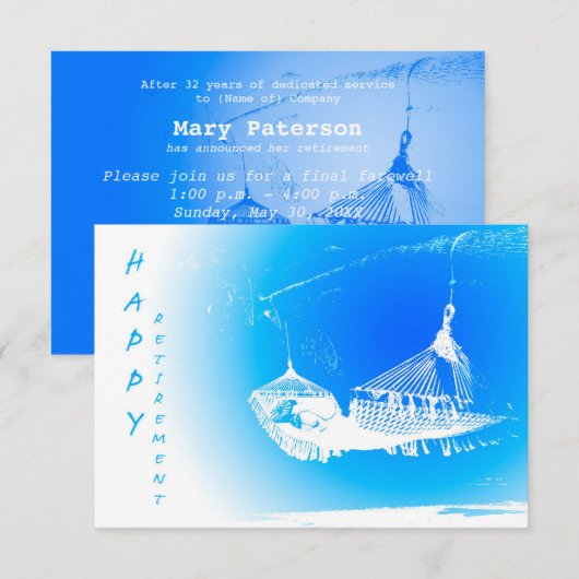Invitation Hammock - Joyeuse fête de retraite 01 (Devant / Derrière)