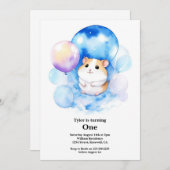 Invitation Hamster 1er anniversaire (Devant / Derrière)