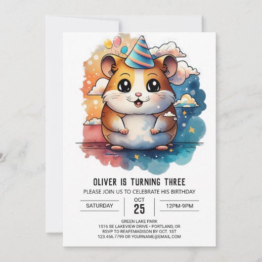 Invitation Hamster Friends Jouer Anniversaire (Devant)