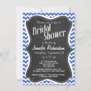 Invitation Han Blue Chevron Stripes; Chalkboard look
