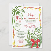 Invitation Hand Doodle Hawaiian Christmas Holiday (Devant)