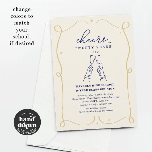 Invitation Hand Drake Cheers N'Importe Quelle Année Classe Ré