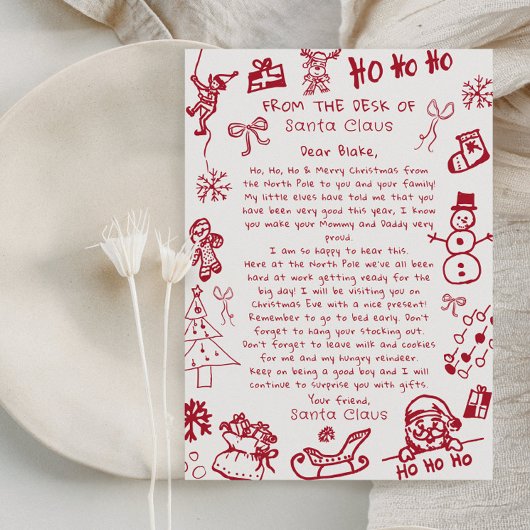 Invitation Hand Draw Doodle letter from Santa