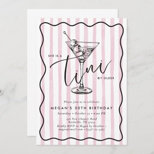Invitation Hand Drawn A Tini Bit Older 30’s Birthday Party (Devant / Derrière)