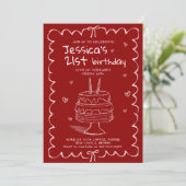 Invitation Hand Drawn Adult Scribble Birthday  (Debout devant)