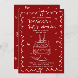 Invitation Hand Drawn Adult Scribble Birthday 
