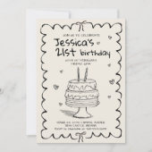 Invitation Hand Drawn Adult Scribble Birthday  (Devant)