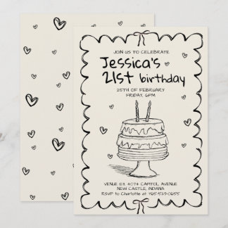 Invitation Hand Drawn Adult Scribble Birthday 