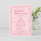Invitation Hand Drawn Adult Scribble Birthday  (Debout devant)