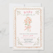 Invitation Hand Drawn Baby in Bloom Baby Shower Invite (Devant)