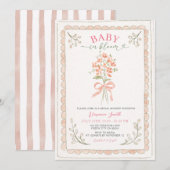Invitation Hand Drawn Baby in Bloom Baby Shower Invite (Devant / Derrière)