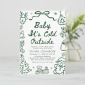 Invitation Hand Drawn Baby It's Cold Outside Baby Shower (Debout devant)