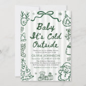 Invitation Hand Drawn Baby It's Cold Outside Baby Shower (Devant)